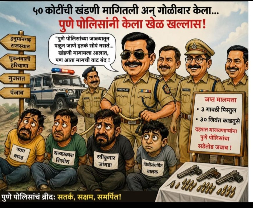 Crime News || ५० कोटींच्या खंडणीसाठी गोळीबार करणारी टोळी गजाआड; पुणे पोलिसांची परराज्यात धडाकेबाज कामगिरी..!
